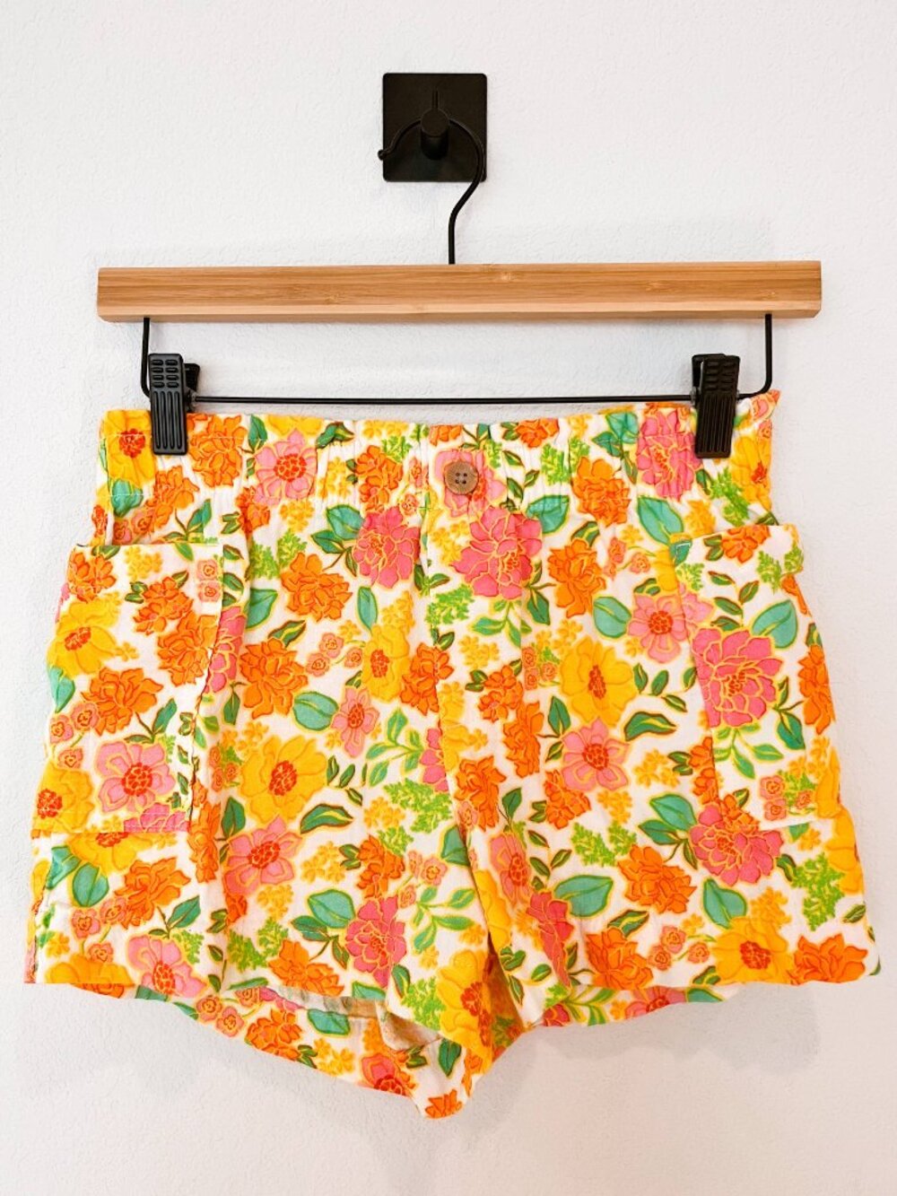 Old Navy Girls Floral Double-Weave Pull-On Utility Shorts - 10-12